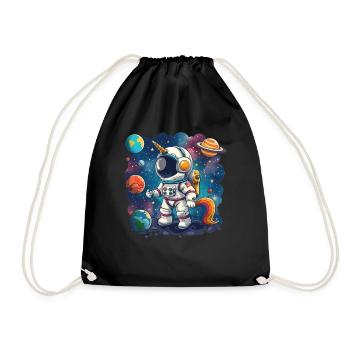 Unicorn Astronaut Kawaii Japanese - Drawstring Bag - black - Front