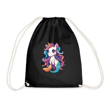 Licorne Sirène Kawaii Japonais - Sac de sport léger - noir - Devant