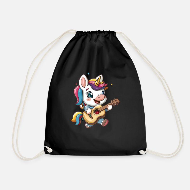 Einhorn Ukulele Kawaii Japanisch - Turnbeutel - Schwarz