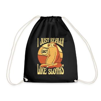 Just Really Like Sloths Pilosa Folivora - Drawstring Bag - black - Front