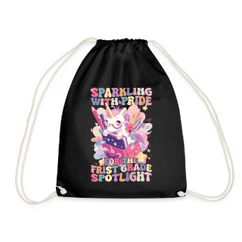 Sparkling With Pride 1st Grade Unicorn Girl - Drawstring Bag - black - Front