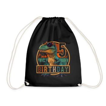 T-Rex Sonnenbrille 5 Jahre Junge 5. Geburtstag - Turnbeutel - Schwarz - Vorne