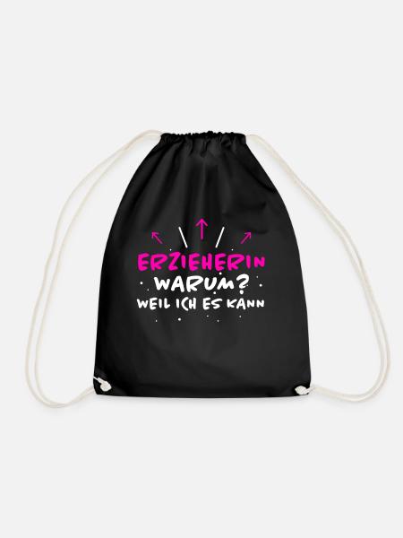 Erzieherin Spruch Job Lustiges Erzieherin Geschenk - Turnbeutel - Schwarz