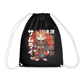 Chat samouraï Kawaii Chat ninja japonais - Sac de sport léger - noir - Devant