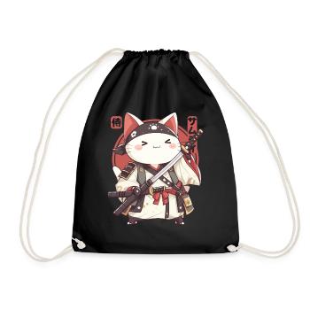 Samurai Cat Kawaii Japanische Ninja Cat - Turnbeutel - Schwarz - Vorne
