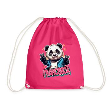 FRANCESCA - Beau nom de fille avec panda cool - Sac de sport léger - fuchsia - Devant