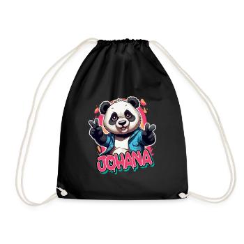 JOHANA - Beau nom de fille avec Cool Panda - Sac de sport léger - noir - Devant