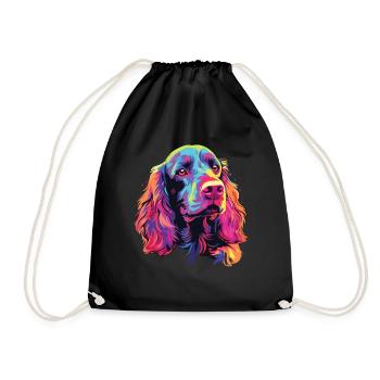 Watercolor Colorful American Water Spaniel - Drawstring Bag - black - Front