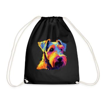 Watercolor Colorful Welsh Terrier - Drawstring Bag - black - Front