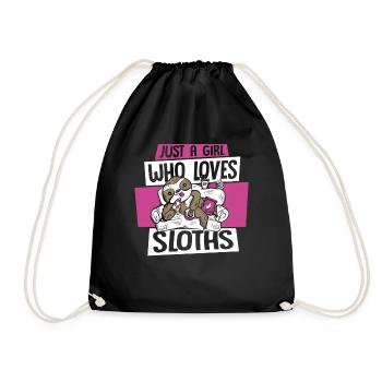 Girl Who Loves Sloths Pilosa Folivora - Drawstring Bag - black - Front