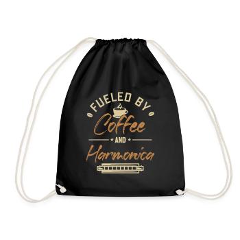 Alimenté par le café et l’harmonica Mouth Harp - Sac de sport léger - noir - Devant