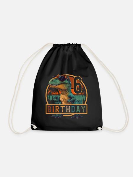 T-Rex Sonnenbrille 6 Jahre Junge 6. Geburtstag - Turnbeutel - Schwarz