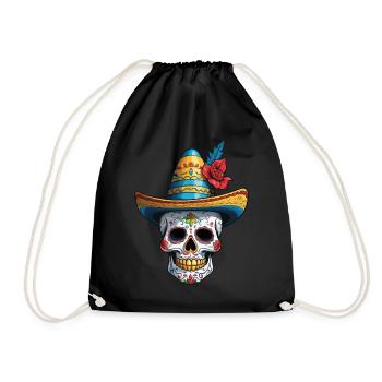 Iconique Sugar Skull Mexico Streetwear - Sac de sport léger - noir - Devant