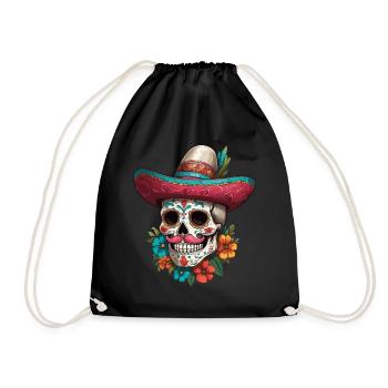 Iconique Sugar Skull Mexico Streetwear - Sac de sport léger - noir - Devant