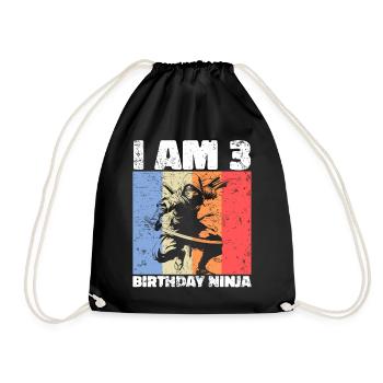 3ème anniversaire Ninja Retro Boy 3 ans cadeau - Sac de sport léger - noir - Devant
