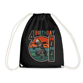 Retro Ninja 4ème Anniversaire 4 Ans Garçon Cadeau - Sac de sport léger - noir - Devant