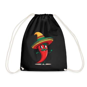 Aesthetic Chili Pepper Chili Streetwear Hot - Drawstring Bag - black - Front