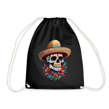Iconique Sugar Skull Mexico Streetwear - Sac de sport léger - noir - Devant