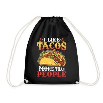 I like tacos more than people - Drawstring Bag - black - Front
