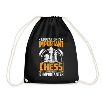 Chess Player Funny Checkmate Knight Chess Board - Drawstring Bag - black - Front