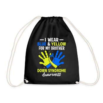 Down Syndrome Brother T21 Chromosome Blue and - Drawstring Bag - black - Front
