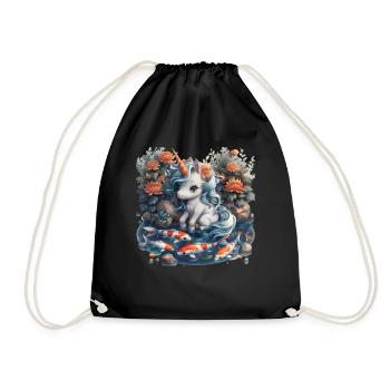 Einhorn Koi Fisch Kawaii Japanisch - Turnbeutel - Schwarz - Vorne