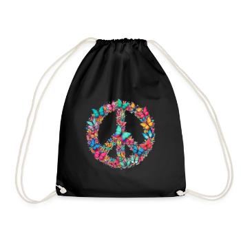 Joyeux Jour de la Terre Paix Papillons Paix Nature - Sac de sport léger - noir - Devant
