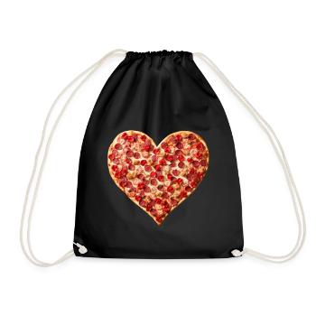 Pizza Love Connection Valentinstag - Turnbeutel - Schwarz - Vorne