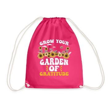 Grow Your Garden of Gratitude - Drawstring Bag - fuchsia - Front