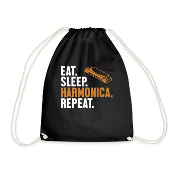 Manger Sommeil Harmonica Répéter Bouche Harmoniste Harmoniste - Sac de sport léger - noir - Devant