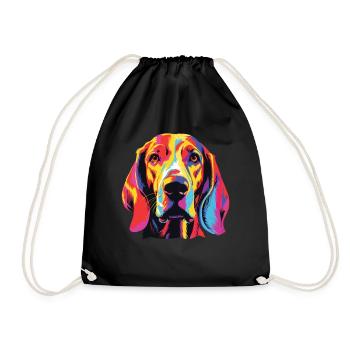 Wasserfarben Farbenfroher American Foxhound - Turnbeutel - Schwarz - Vorne
