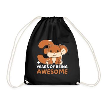 Squirrel for 3rd birthday children three years - Drawstring Bag - black - Front