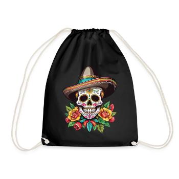 Iconique Sugar Skull Mexico Streetwear - Sac de sport léger - noir - Devant
