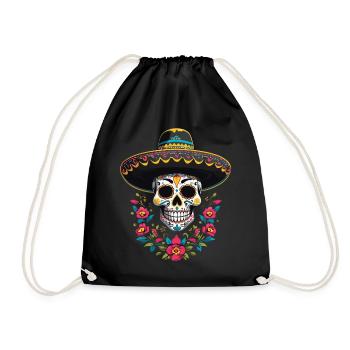 Iconique Sugar Skull Mexico Streetwear - Sac de sport léger - noir - Devant