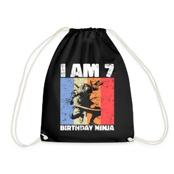 7e anniversaire Ninja Retro Boy 7 ans cadeau - Sac de sport léger - noir - Devant