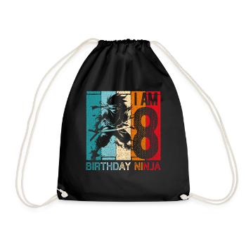 Rétro Ninja 8 ans garçon 8e cadeau d’anniversaire - Sac de sport léger - noir - Devant