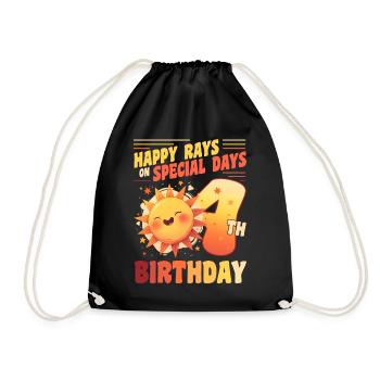 Happy Rays On Special Days 4th Birthday 4 Years - Drawstring Bag - black - Front