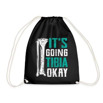 Ça va bien Tibia Drôle Chirurgie de la jambe cassée - Sac de sport léger - noir - Devant