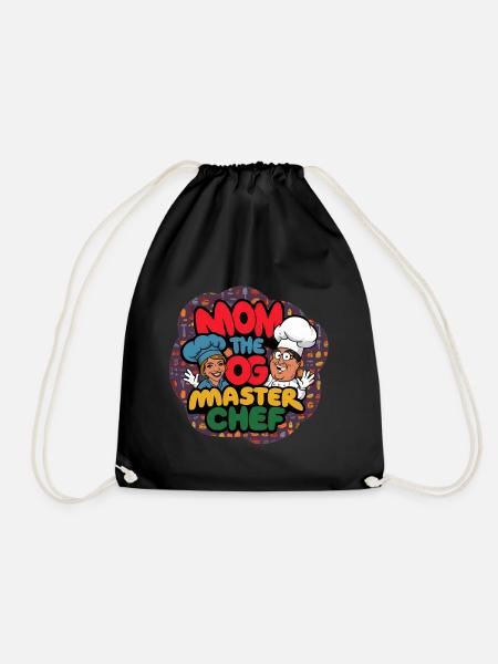 Mom Dog Master Chef T-Shirt - Drawstring Bag - black