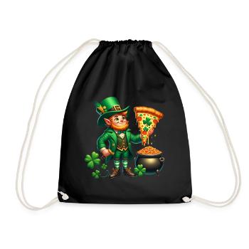 Lucky Pizza Leprechaun St - Turnbeutel - Schwarz - Vorne