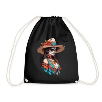 Iconic Sugar Skull Mexico Skull Streetwear - Drawstring Bag - black - Front