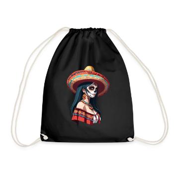 Fille mexicaine emblématique Sugar Skull - Sac de sport léger - noir - Devant