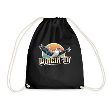 Homing Pigeon Wingin' It Bird Lover Pigeon Racing - Drawstring Bag - black - Front