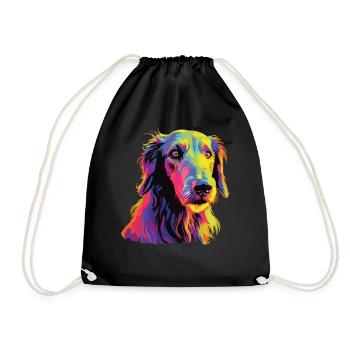 Watercolor Colorful Scottish Deerhound - Drawstring Bag - black - Front