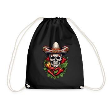 Esthétique Chili Skull Design Style mexicain - Sac de sport léger - noir - Devant