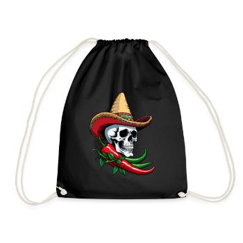 Aesthetic Chili Skull Design Mexikanisch Style - Turnbeutel - Schwarz - Vorne