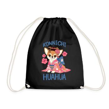 Japanischer Chihuahua - Turnbeutel - Schwarz - Vorne