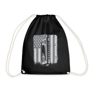 Harmonica drapeau américain harmonique bouche harpe - Sac de sport léger - noir - Devant