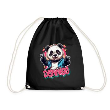 DENNISE - Beau nom de fille avec Panda cool - Sac de sport léger - noir - Devant