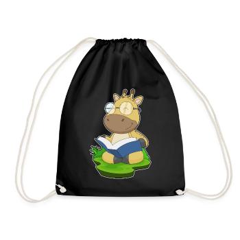 Giraffe Nerd Book Glasses - Drawstring Bag - black - Front